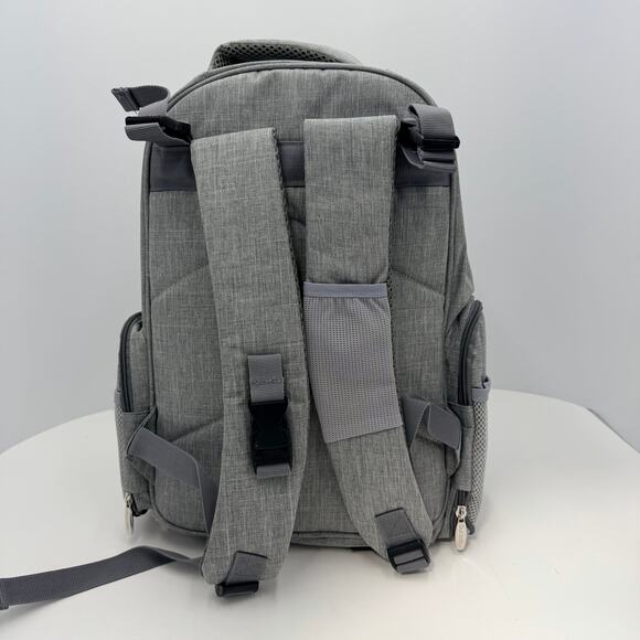 Qulbaby Diaper Bag Backpack Gray with Changing Pad Pockets Compartments NEW - Picture 3 of 16